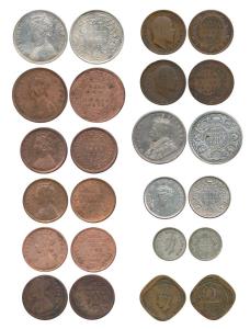 Error, Assorted lot (12), Silver (4), Victoria Empress Rupee 1877; George V Rupee 1919; Ge