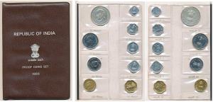 1969 Proof Set, Gandhiji Birth Centennial, set of 9, Paisa to Rupees 10, Bombay Mint. In i