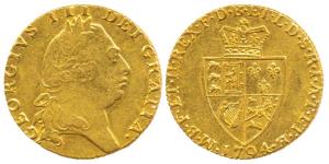 Great Britain, George III, Gold Guinea, 8.32g, 1794, popularly known as Spade Guinea. Very