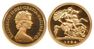 Great Britain, Elizabeth II, Proof ½ Sovereign, 4g, St. George slaying a dragon on rev., 1