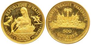 Haiti, Gold 500 Gourdes, 6.5g, Commemorating the 1976 Olympics in Montreal, Canada, obv. f