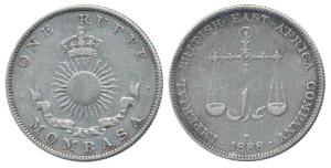 Mombasa, Silver Rupee, 1888 H. Very Fine, Scarce.