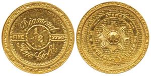 Tola coinage, Gold ½ Tola, 5.82g, M/s Manilal Chimanlal & Co. Bombay, Diamond Fine Gold in