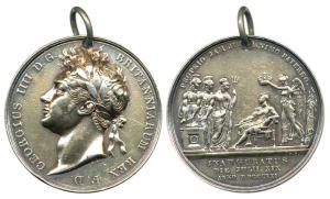 Coronation of George IV, Silver Medal Gold gilt, bust of the ruler to left on obv., an ang