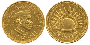 Jawaharlal Nehru Medal, Gold 22.2g, Political leaders in the world series, bust of Nehru w