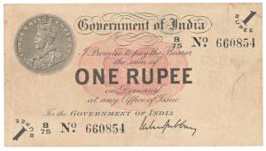 George V, Rupee 1, 1st issue, 1917, signed M. M. S. Gubbay, (Jhun 1.1A, 1.1B). Very Fine+.