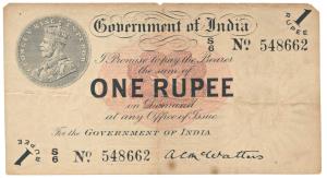 George V, Rupee 1, 1st issue, 1917, signed A. C. Mc Watters, open star watermark, (Jhun 1.