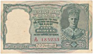 George VI, Rupees 5, 2nd issue, 1947, signed C. D. Deshmukh, serial number in red, (Jhun 4