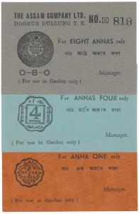 Cash Coupons, The Assam Company Ltd., Tea garden cash coupons for Doomur Dulling T. E. (Te