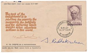 Autograph of President Dr. Sarvepalli Radhakrishnan on First day cover with his postal sta