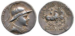 Indo-Greek, Baktria, Eukratides I, (c. 171-145 BC), Posthumous issue, Silver Tetradrachm, 