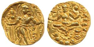 Guptas, Chandragupta II ( AD 380-413), Gold Dinar, 7.82g, Archer type, obv. king nimbate, 