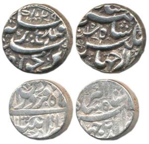 Jahangir, Silver Rupee (2), Patna Mint, AH 1030/16, Month Farwardi; Qandhar Mint, AH 1029/