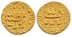 Shah Jahan, Gold Mohur, 10.95g, Burhanpur Mint, AH 1061/24. Extremely Fine, Rare.