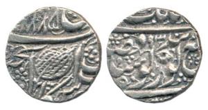 Amritsar Mint, Silver ½ Rupee, Nanakshahi couplet, VS 1885/93. Very Fine+, Very Rare.