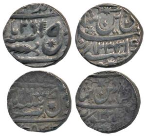 Silver Rupee (2), Sa'adat Ali, Muhammadabad Banaras Mint, AH 1220; Ghazi ud din Haider, Lu