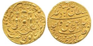 Wajid Ali Shah, Gold Asharfi, Mulk Awadh Bait al Sultanat Lakhnau Mint, AH 1266/4. About E