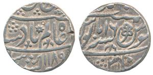 Muhammadabad Banaras, Silver Rupee, in the name of Shah Alam II, AH 1189/17, five petal fl