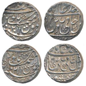 Najibabad Mint, Silver Rupee (2), in the name of Shah Alam II, AH 1192/20 and AH 1193/21, 