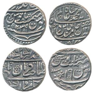 Silver Rupee (2), Brajinderpur Mint, in the name of Shah Alam II, AH 121x/39; Kumber Mint,