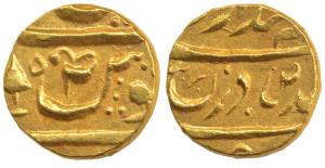 Bhupinder Singh (1900-1938 AD), Gold 2/3 Mohur, 7.40g, in the name of Ahmad Shah Durrani, 