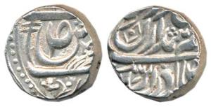 Karam Singh, Silver Rupee, sword (Shumshere) symbol on rev. Very Fine+, Scarce.