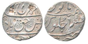 Mumbai Mint, Silver Rupee, in the name of Farrukhsiyar, RY 6, (KM 158). Two shroff marks o