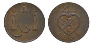 Copper ½ Pice or 2 Reas, 1791, bale mark on obv., scales on rev. Very Fine+, Scarce.