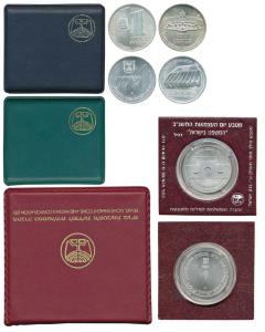 Israel, Silver Sheqel 1982 and 1984, New Sheqel 1992. All in individual plastic holders. (