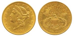 United States of America, Gold $20, 33.43 gms, Liberty on obv., motto above eagle, 1904, s