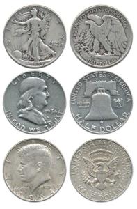 United States of America, Silver ½ Dollar, different varieties, Walking Liberty 1944; 1954