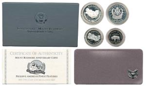 United States of America, Silver Dollar and ½ Dollar, Mount Rushmore Golden Anniversary. P