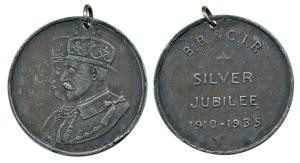 Bombay Baroda and Central India Railway, Silver Jubilee, Pewter Medal, conjoined busts of 