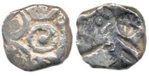 Punch Marked, Panchala Janapada, Silver ½ Karshapana, a geometrical mark with large counte