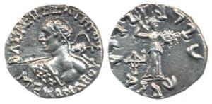 Indo-Greeks, Menander I (c. 160-145 BC), Silver Drachm, obv. diademed bust to left seen fr