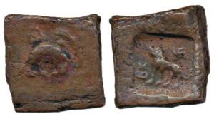 Post-Mauryan, Taxila (local coinage), (c. 185-160 BC), Copper Karshapana, 12.1g, Punch-mar