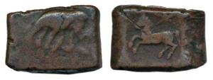 Post-Mauryan, Taxila (local coinage), (c. 185-160 BC), Copper Karshapana, 12.1g, Punch-mar