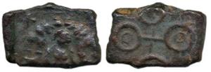 Ujjaini (c.100-150 BC), Copper Unit, with depiction Abhisheka Gajalakshmi, rev. ujjaini sy