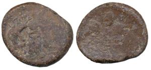 Satakarni I (1st cent. BC), Lead Karshapana, Paithan region, Abhisheka Lakshmi with legend