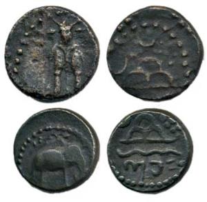 Western Kshatrapas (c. AD 223-236), Kardamaka family, Damasena, Potin ½ Unit (2), obv. ele