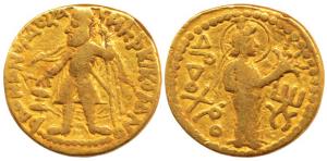 Kushanas, Kanishka I (c. AD 127/8-152), Gold Dinar, Mint II (B), 1st emission, king diadem