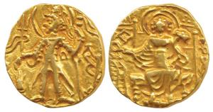Kushanas, Vasishka (c. AD 240-250), Gold Dinar, Mint I (A), king standing facing, head lef