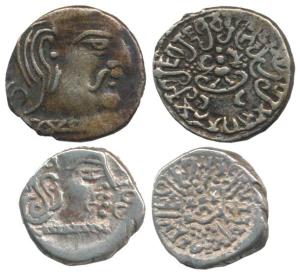 Guptas, Chandragupta II and Skandagupta, Silver Drachma (2), (Altekar Plate XVI-XVII). Ver