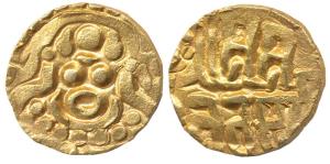 Chandellas of Jejakbhukti (c. AD 1129-63), Madana Vermadeva, Gold Dinara, obv. seated godd