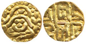 Kalachuris of Tripuri, Gangeyadeva (c. AD 1015-40), Gold 41/2 Masha, obv. seated lakshmi, 