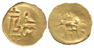 Imperial Gangas of Orissa (c. 13th century), Gold Double Fanam, Uncertain ruler reading Sr