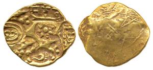 Yadavas of Devagiri, Bhillama V (c. 1185-1193 AD), Gold Padma Tanka, five punches on obv. 