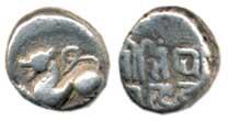 Singhana (c. 1200-1247 AD), Silver Dramma, a stylized lion on obv., Nagari legend, Shri Si