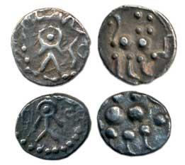 Parmaras of Vidarbha, Bhojadeva, Silver Dramma, obv. lion to right; rev. standing human fi