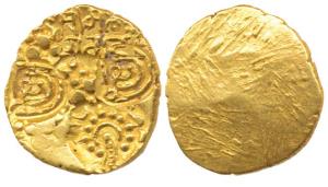 Yadavas of Devagiri, Feudatory chief Sri Maharaja, Gold Padmatanka, with unread Nagari leg